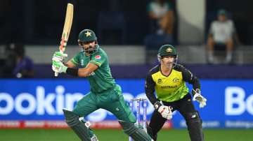 File Photo of Pakistan skipper Babar Azam batting against Australia in the semi-final game.