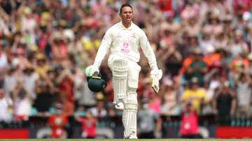 Usman Khawaja of Australia celebrates scoring a century during the Fourth Test Match in the Ashes.