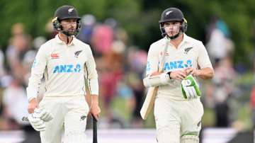 Devon Conway and Tom Latham returning to the pavilion after Day 1 of the second Test 