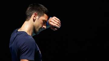 Novak Djokovic during a practice session ahead of the 2022 Australian Open at Melbourne Park on Wedn