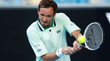 Daniil Medvedev plays a backhand during a Tennis match in Australian Open 2022 (File image)