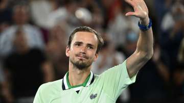 Daniil Medvedev of Russia acknowledges the crowd after winning his Men's Singles semi-final match ag