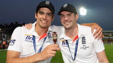 File Photo of Former England captain Alastair Cook and pacer James Anderson.