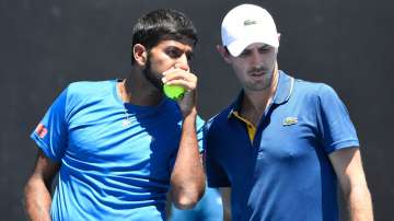 File Photo of India tennis player Rohan Bopanna with tennis player from France Roger-Vasselin.