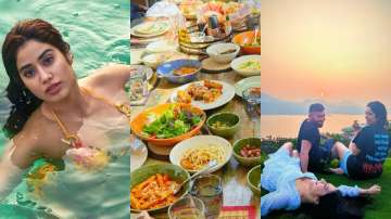 Janhvi Kapoor's post-COVID vacation is all about swimsuits, sunsets, friends & pasta. See pics