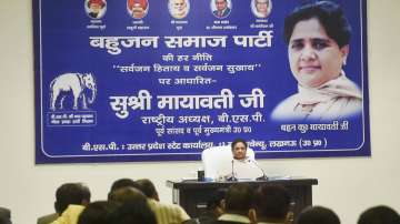 Bahujan Samaj Party (BSP) supremo Mayawati during a meeting with party workers at the party office in Lucknow.