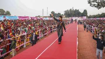 AICC General Secretary Priyanka Gandhi at the Shakti Samvaad in Sirsaganj, Firozabad.?