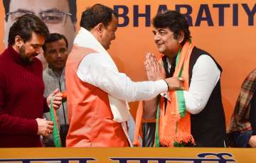 Former Congress leader RPN Singh joins BJP at party office in New Delhi, Tuesday, Jan. 25, 2022.