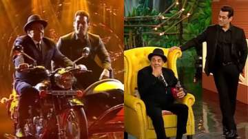 Bigg Boss 15 Weekend Ka Vaar: Salman Khan, Dharmendra recreate iconic bike scene of 'Sholay' | WATCH