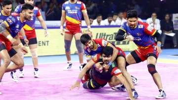 A moment from Bengaluru Bulls vs UP Yoddha match in PKL 7