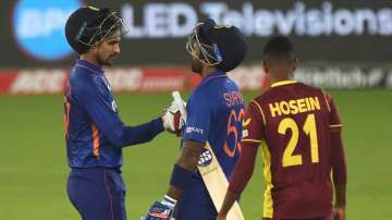 India Suryakumar Yadav and Deepak Hooda share a fist bump after beating West Indies in the 1st ODI 