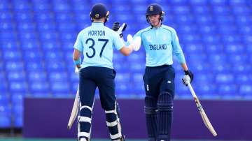 England U19 players give a fist bump during an ODI match in the Under-19 World Cup 2022 (File photo)