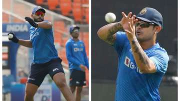 Ishan Kishan and Shahrukh Khan during practice session ahead of 1st ODI against West Indies. 