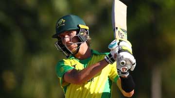 Lachlan Shaw of AUS U19 while playing a shot during an Under-19 WC 2022 Match