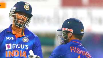 Venkatesh Iyer and Rishabh Pant engage in a fist bump during IND vs WI 2nd T20I (File photo)