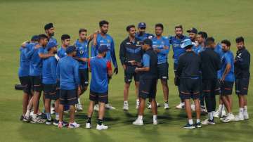 Indian team during the practice session ahead of the 1st T20I against West Indies in Kolkata.