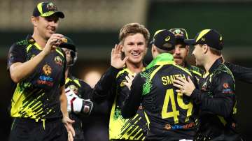 Australian cricket team celebrating win against Sri Lanka