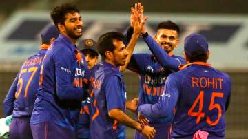 Team India celebrates win against West Indies in 3rd T20I. 