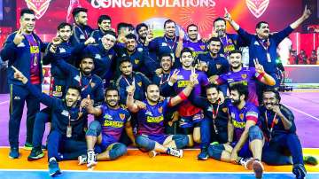 Dabang Delhi celebrates after winning the Pro Kabaddi League 2021-22