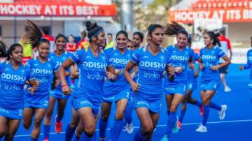 Indian women's hockey team celebrates goal in FIH Pro League