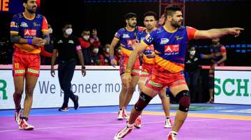 UP Yoddha's Pradeep Narwal asking for a point (File Photo)