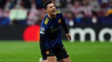Manchester United's Cristiano Ronaldo reacts during the UEFA Champions League Round Of Sixteen Leg O