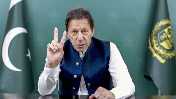 Imran Khan, Prime Minister of Pakistan, remotely addresses the 76th session of the United Nations General Assembly in a pre-recorded message, Friday Sept. 24, 2021 at UN headquarters.