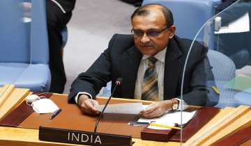 India's Ambassador to the United Nations T. S. Tirumurti address a U.N. Security Council meeting on the Russian invasion of Ukraine