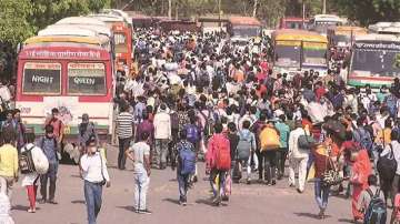 Migrant labourers leaving Delhi during to Covid-induced lockdown. 