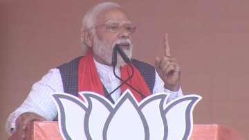 PM Narendra Modi addresses an election rally in UP's Barabanki 