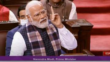 PM Narendra Modi speaks in Rajya Sabha during the Budget Session of Parliament. 