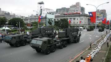 Taiwan's U.S.-made Patriot surface to air missile batteries pass during the Republic of China National Day parade in Taipei, Taiwan on Oct. 10, 2007. 