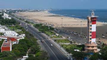 Kamarajar Salai locality wears a deserted look during full lockdown imposed by Tamil Nadu government to curb the spread of COVID-19, near Marina beach in Chennai.