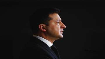 Ukraine's President Volodymyr Zelenskyy speaks during a media conference at an Eastern Partnership Summit in Brussels.