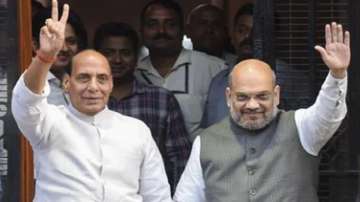 Union Defence Minister Rajnath Singh and?Union Home Minister Amit Shah (Right).