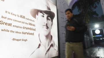 A picture of Shaheed Bhagat Singh installed in the Parliament Police Station in New Delhi, Thursday, Feb. 3, 2022.