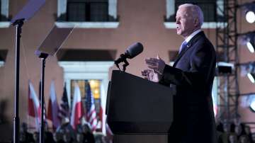 President Joe Biden delivers a speech about the Russian invasion of Ukraine, at the Royal Castle, Saturday, March 26, 2022, in Warsaw. 