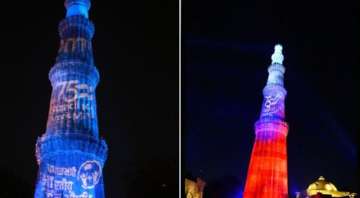 Russia Ukraine War, Qutub Minar lit with Russian flag colour lights