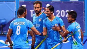 Indian hockey team celebrating goal (File Photo)