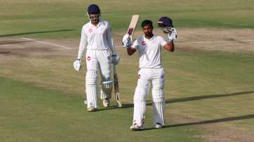 Bhargav Merai celebrates after scoring century