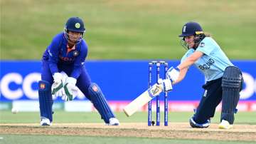 Players in action during India Women vs England Women during ICC Women's World Cup 2022