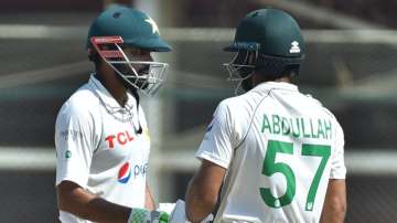 Babar Azam and Abdullah Shafique of Pakistan while batting during Pakistan vs Australia 2nd Test
