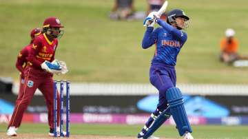 Smriti Mandhana of India in action during India Women vs West Indies Women game in ICC Women's World
