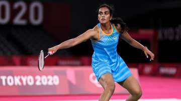 File photo of Indian shuttler PV Sindhu in action.