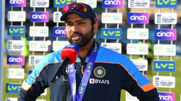 Rohit Sharma of India during a post match presentation (File photo)