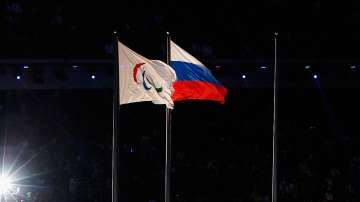 Paralympics (left) and Russian flags in a file photo.