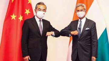 External Affairs Minister S Jaishankar with Chinese Foreign Minister Wang Yi at a bilateral meeting on the sidelines of Dushanbe SCO Foreign Ministers Meeting. (File Photo)
 
 
 