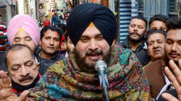 Congress leader Navjot Singh Sidhu speaks during an election event in Amritsar.