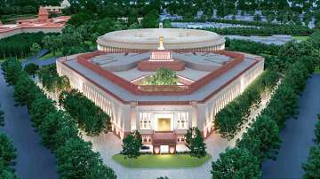 A model of the proposed new Parliament building, in New Delhi.