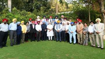 Prime Minister Narendra Modi meets a delegation of Sikh intellectuals in Delhi.